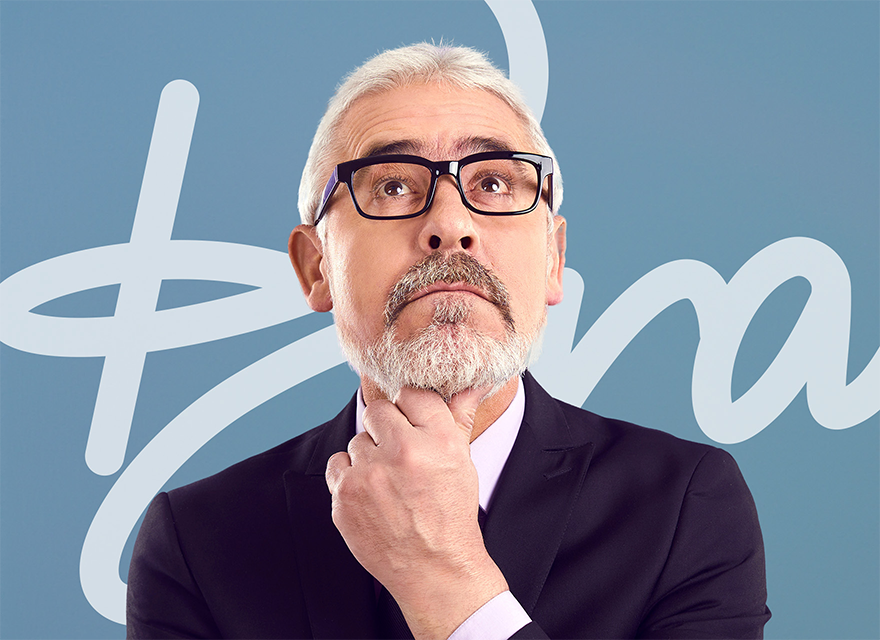 Man in front of wall